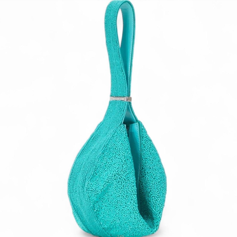NWT Staud Demy Convertible Beaded Shoulder Bag Teal - Picture 5 of 7